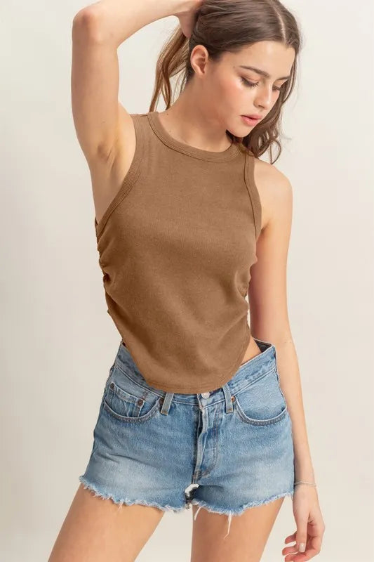 HYFVE Mineral Wash Rib Knit Tank MOCHA