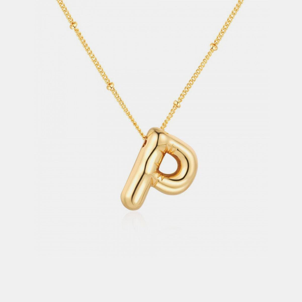 Gold-Plated Bubble Initial Necklace Style P One Size