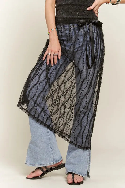 ADORA Sheer Layered Mesh Cover-Up Skirt