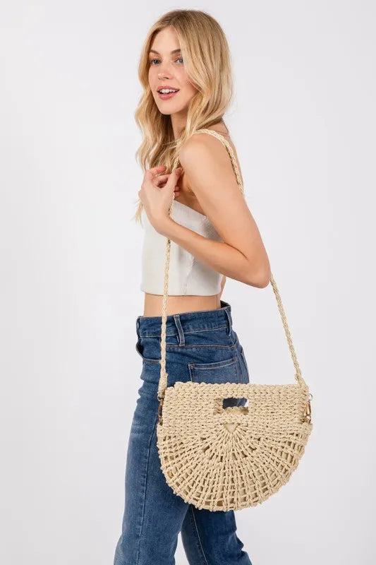 Fame Braided Semi Circle Tote Bag Iv One Size