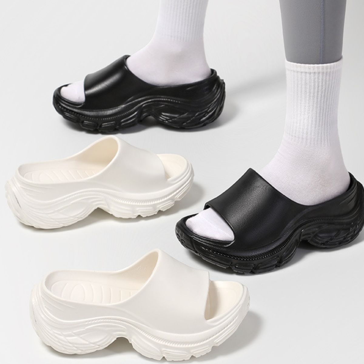 Open Toe Platform Slippers