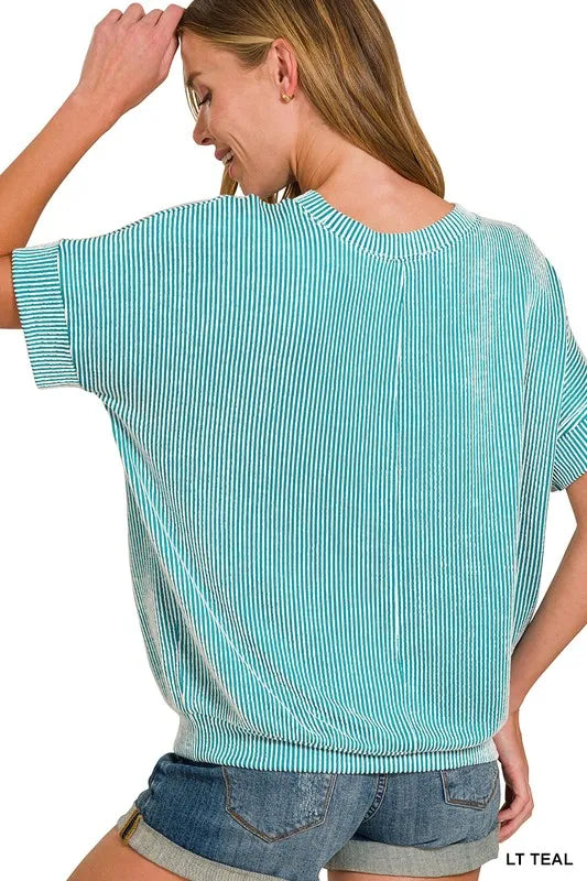 Zenana Corded Rib Short Sleeve T-Shirt