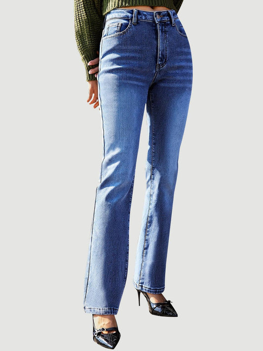 Straight Leg Jeans with Pockets Medium