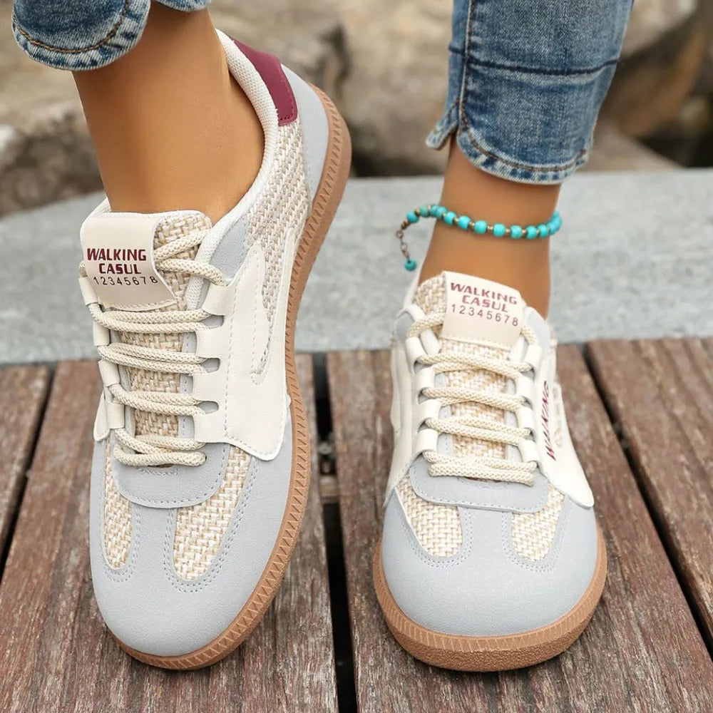 Round Toe Flats Sneakers Beige