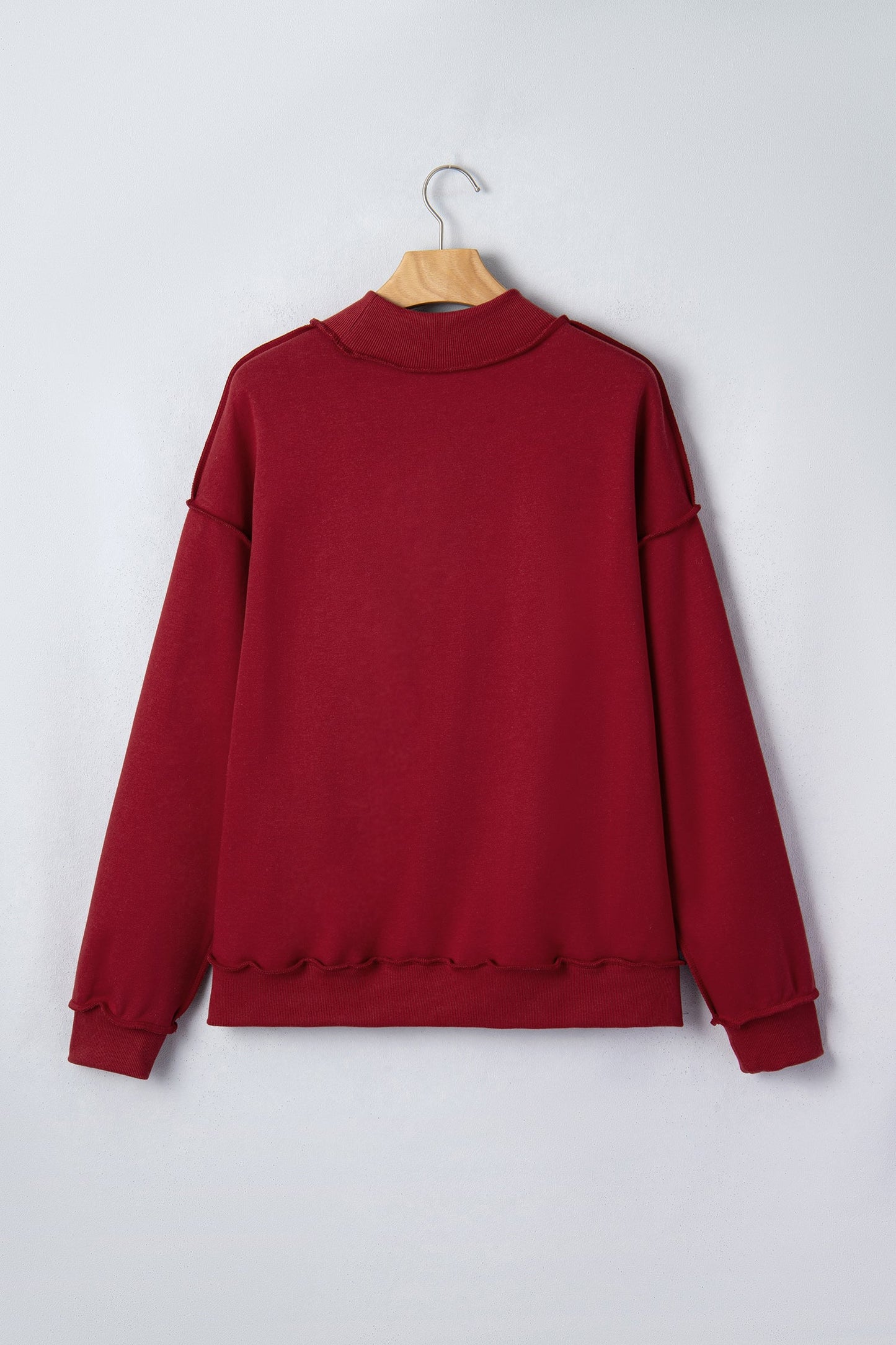 Solid Reversible Mock Neck Oversized Sweatshirt
