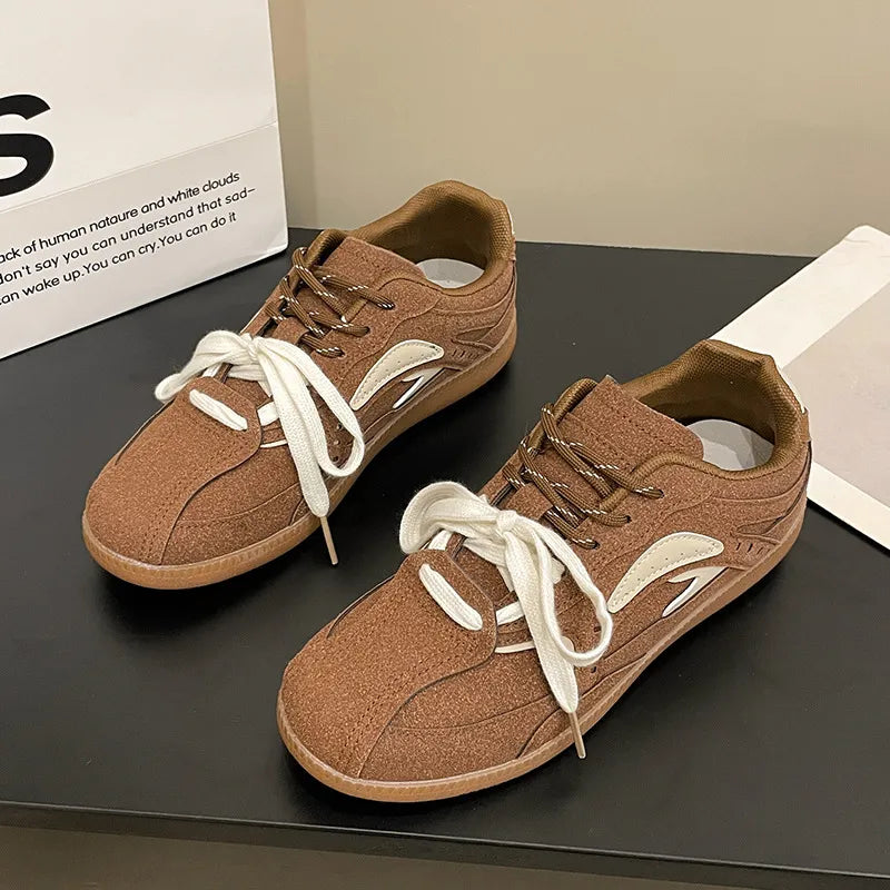 Contrast Flat Sneakers Terracotta