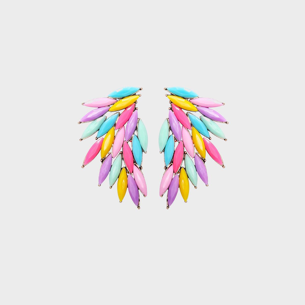 Alloy Acrylic Wing Earrings Yellow One Size