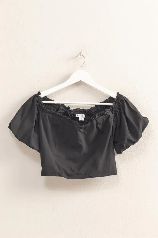 HYFVE Puff Sleeve Sweetheart Neck Top