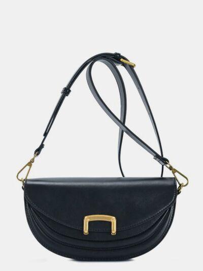 Fame Buckle Closure Crescent Faux Leather Crossbody Bag Black One Size