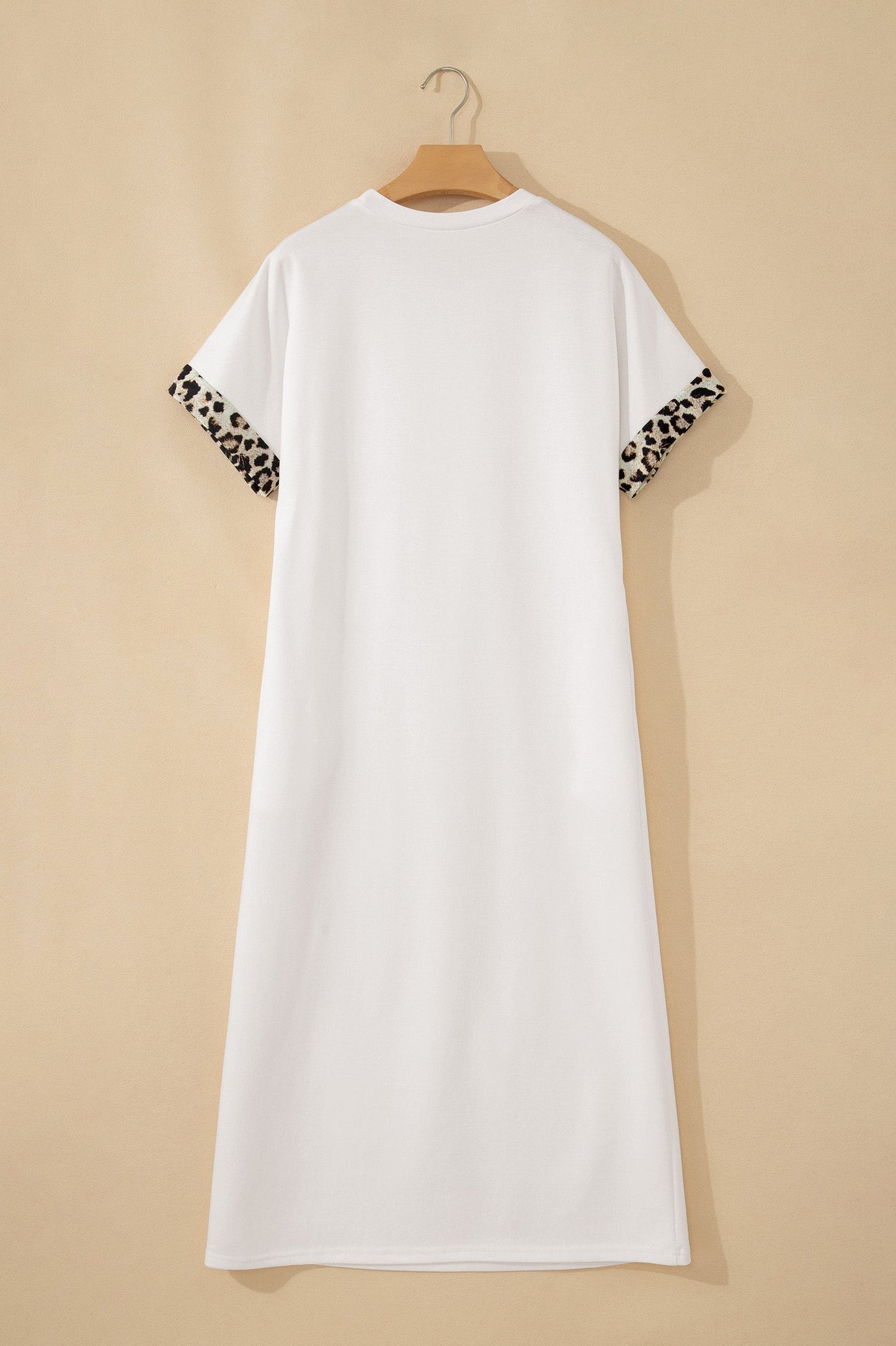 Leopard Bow Patched Short Sleeve T-Shirt Long Dress