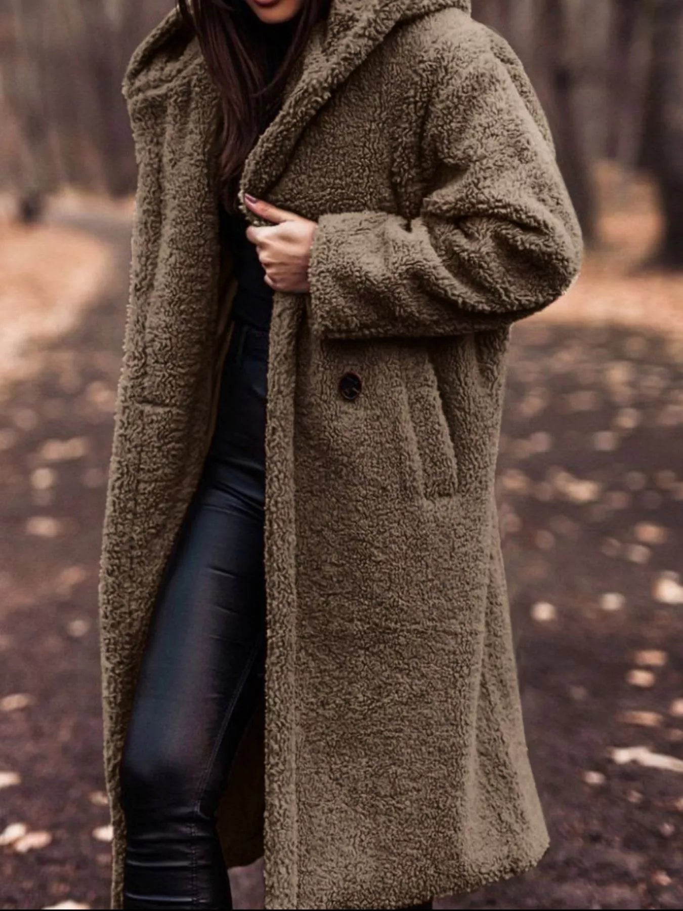 Teddy Bear Hooded Longline Outerwear
