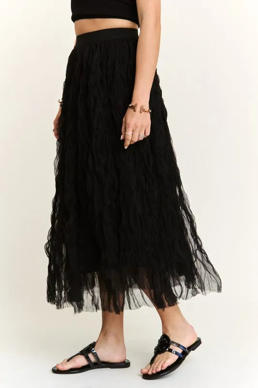 ADORA Elastic Waist Cloud Fluffy Maxi Skirt