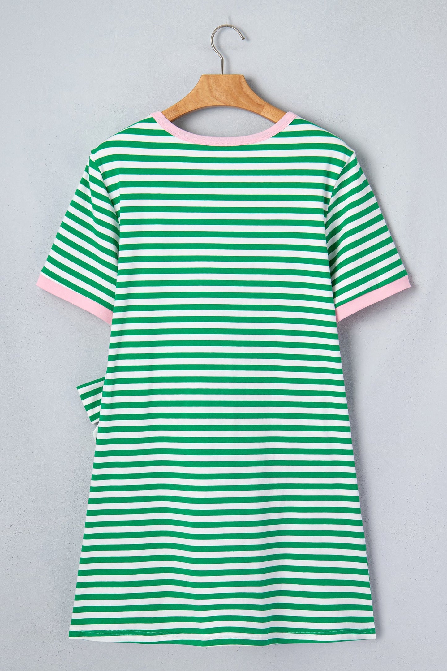 Stripe Contrast Trim Tie Waist Mini Dress