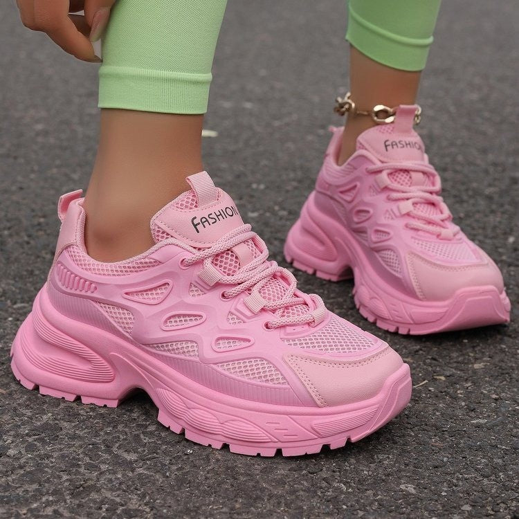 Round Toe Platform Mesh Athletic Pink