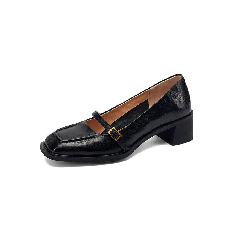 Square Toe Block Heels Pumps