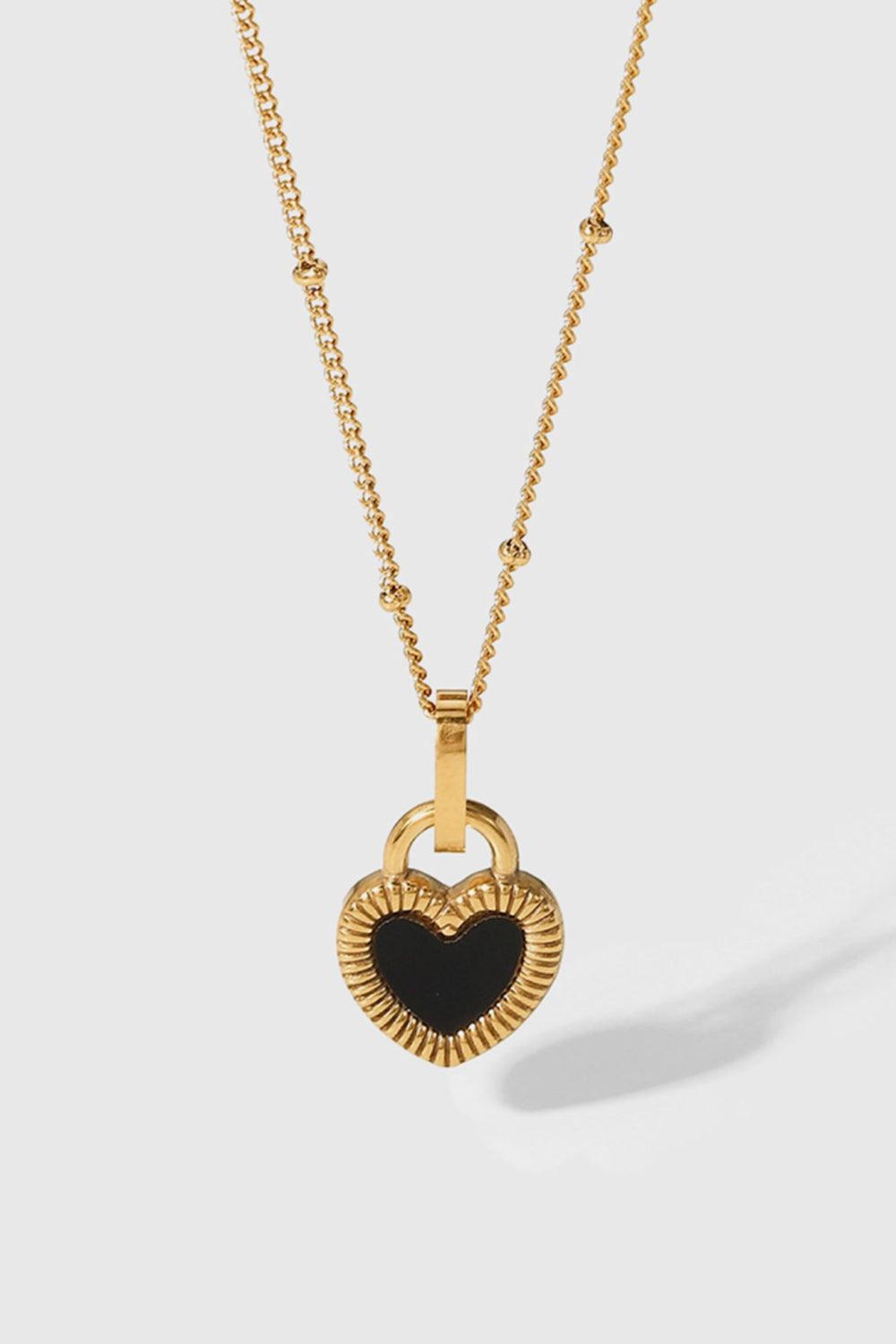 Contrast Heart Pendant Necklace Gold One Size