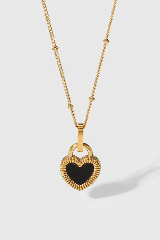 Contrast Heart Pendant Necklace Gold One Size