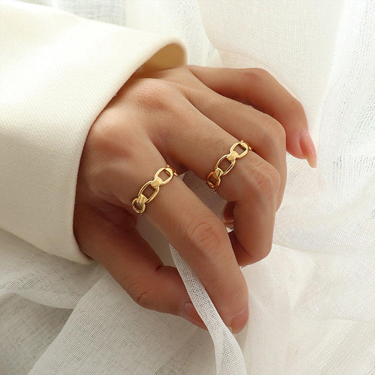Titanium Steel Gold-Plated Adjustable Ring Gold 6