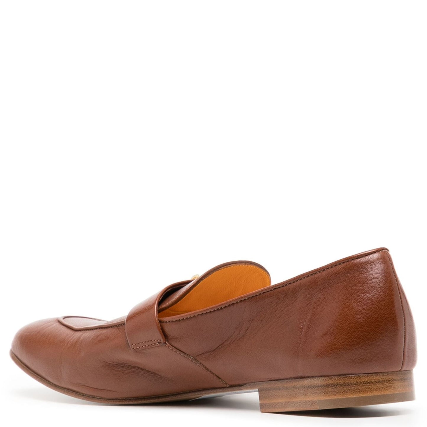 Tan Leather Lock Flat Loafer