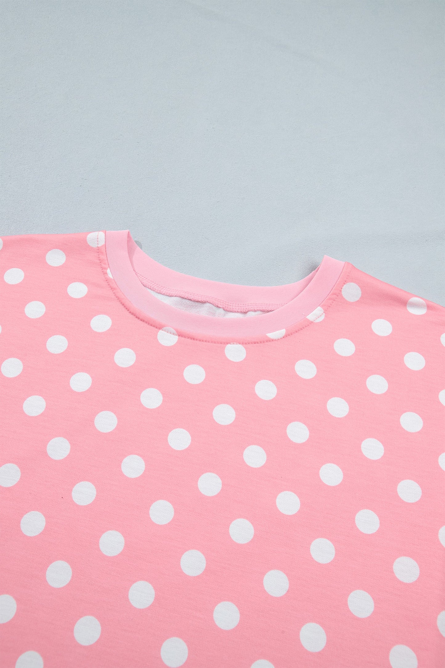 Polka Dot Oversized Top & Drawstring Shorts Set