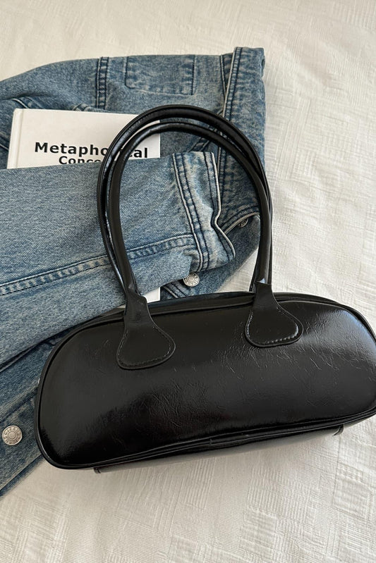 PU Leather Shoulder Bag Black One Size
