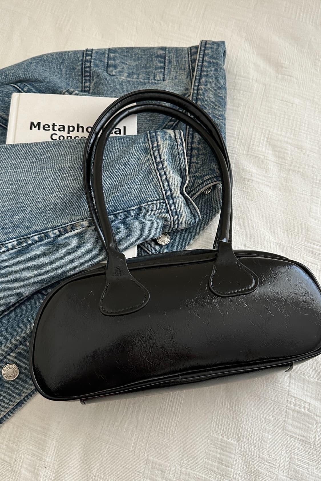 PU Leather Shoulder Bag Black One Size