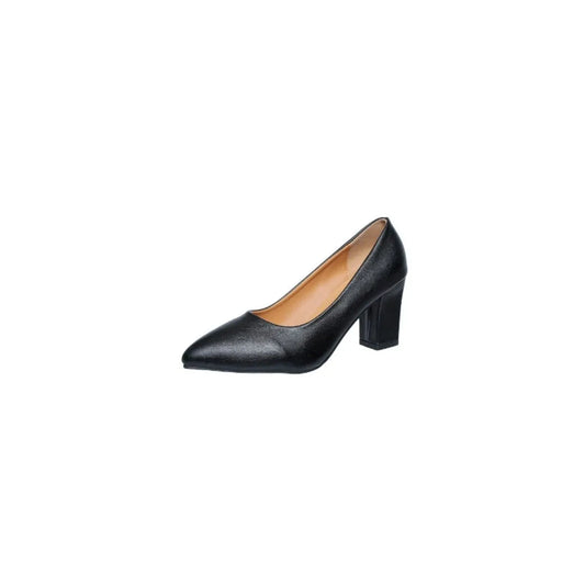Point Toe Block Heels Pumps Black