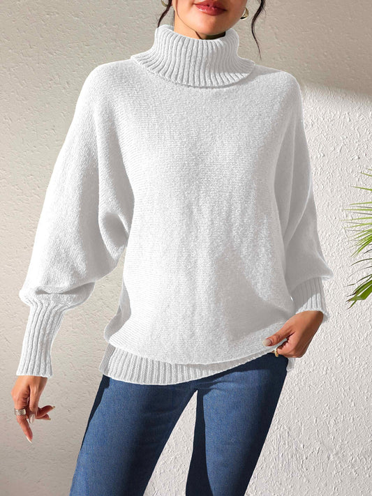Turtleneck Long Sleeve Sweater White