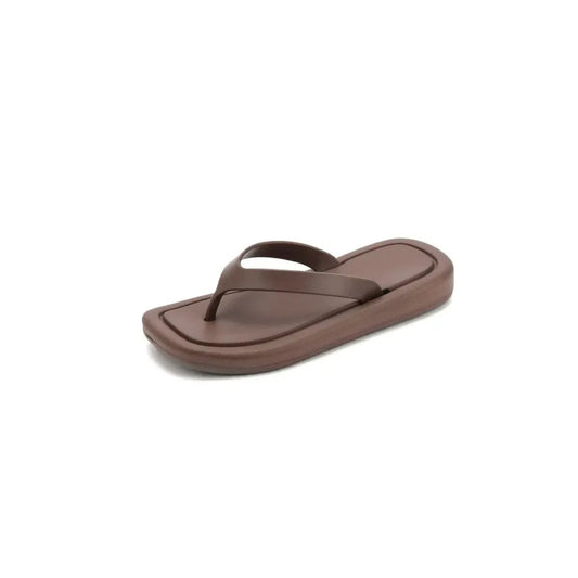 Toe Post Flats Slippers Dark Brown