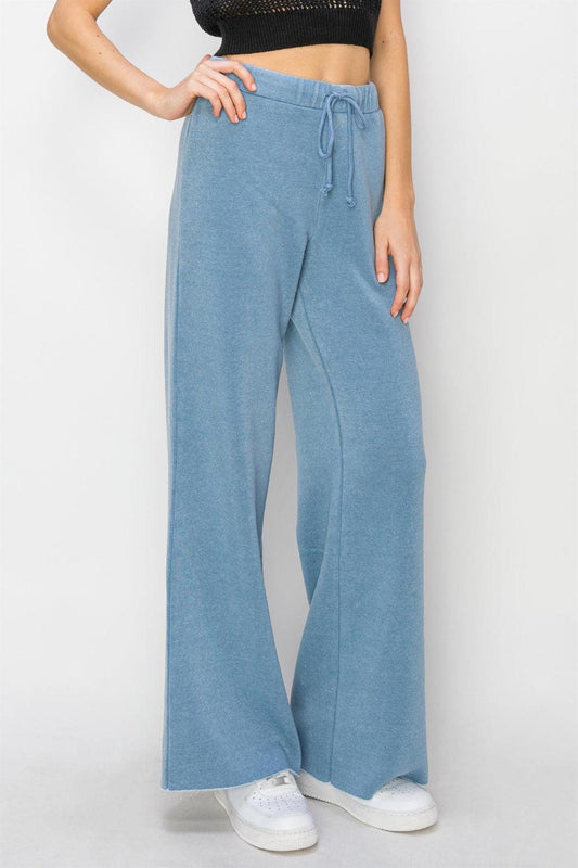 HYFVE Drawstring Wide Leg Pants GRAY BLUE
