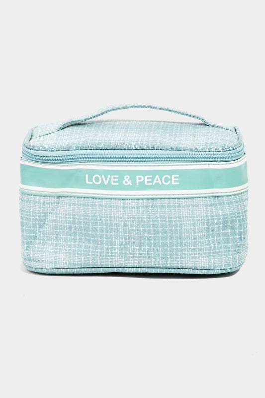Fame Love & Peace Striped Handle Bag Blue One Size