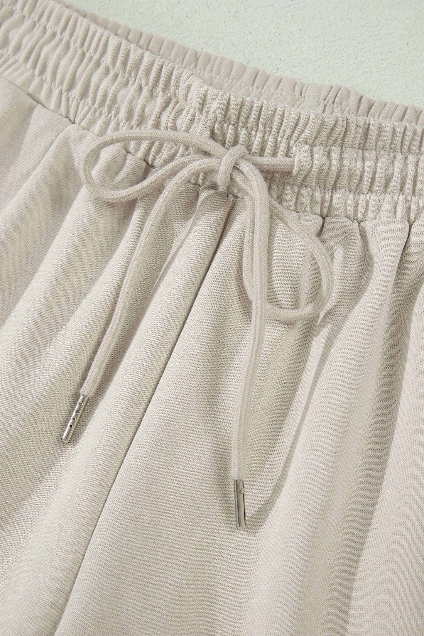 Solid Puff Sleeve Top & Drawstring Shorts Set