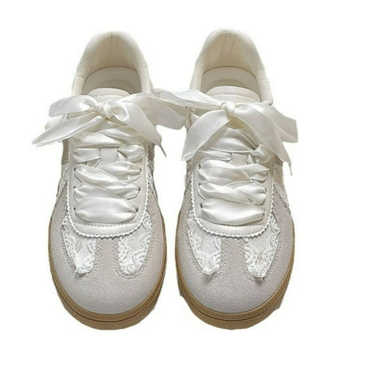 Round Toe Flats Sneakers Beige