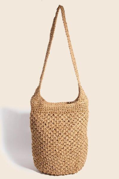 Fame Intricate Braided Hobo Shoulder Bag Camel One Size