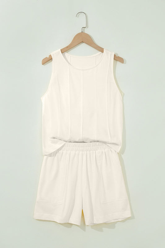 Stitched Detail Loose Tank & Shorts Set
