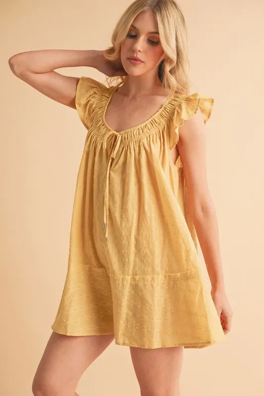 Aemi+Co Ruffled Cap Sleeve Cotton Tunic Mini Dress