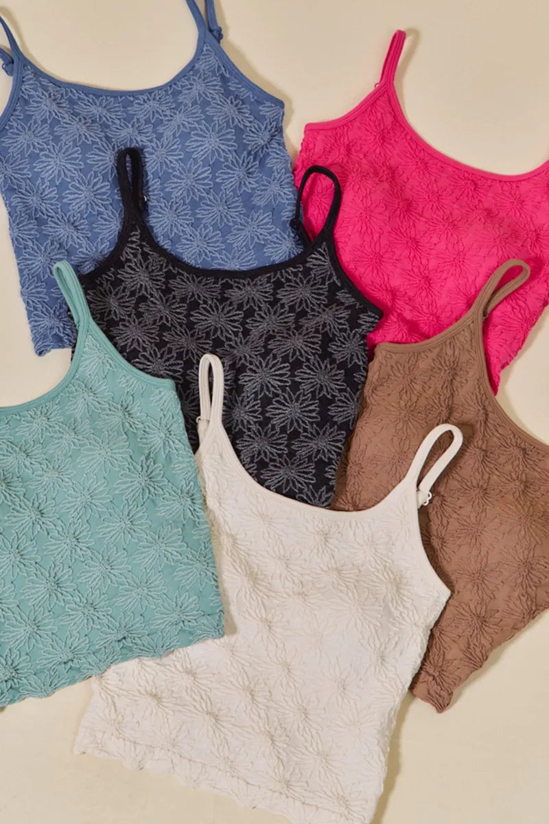 SO ME Two Tone Floral Seamless Tank Top