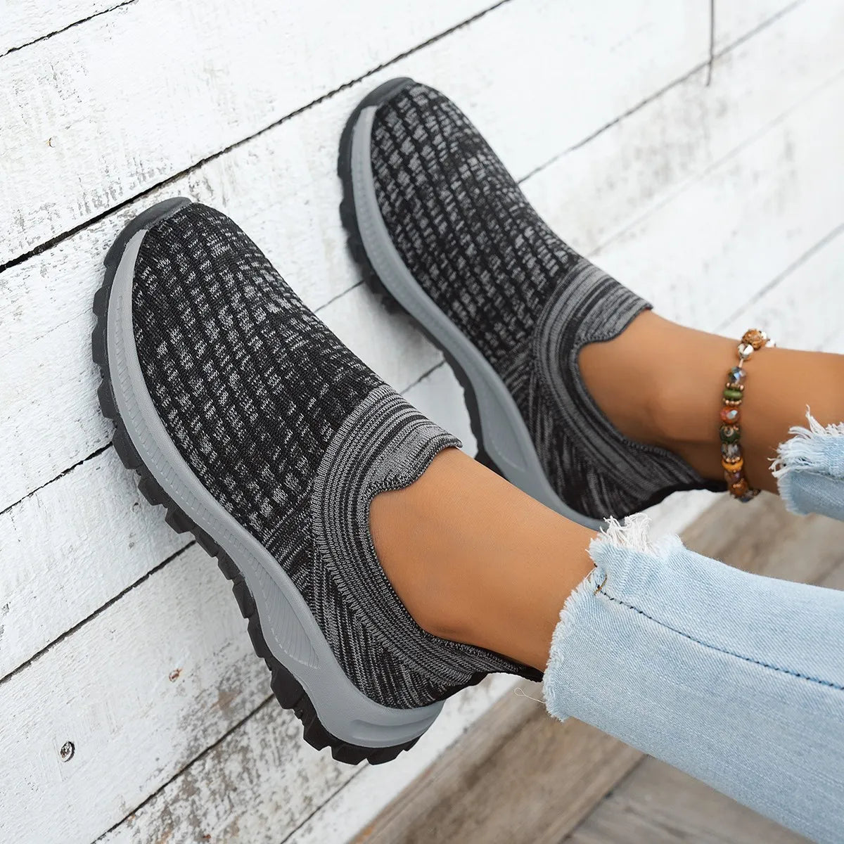 Mesh Round Toe Platform Athletic