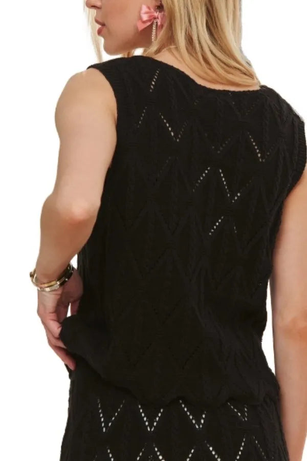 ADORA Crocheted Sleeveless Top with Scalloped Hem
