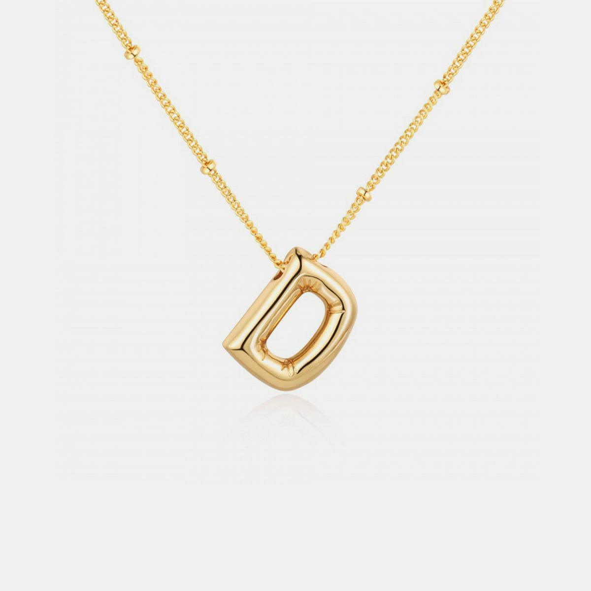 Gold-Plated Bubble Initial Necklace Style D One Size
