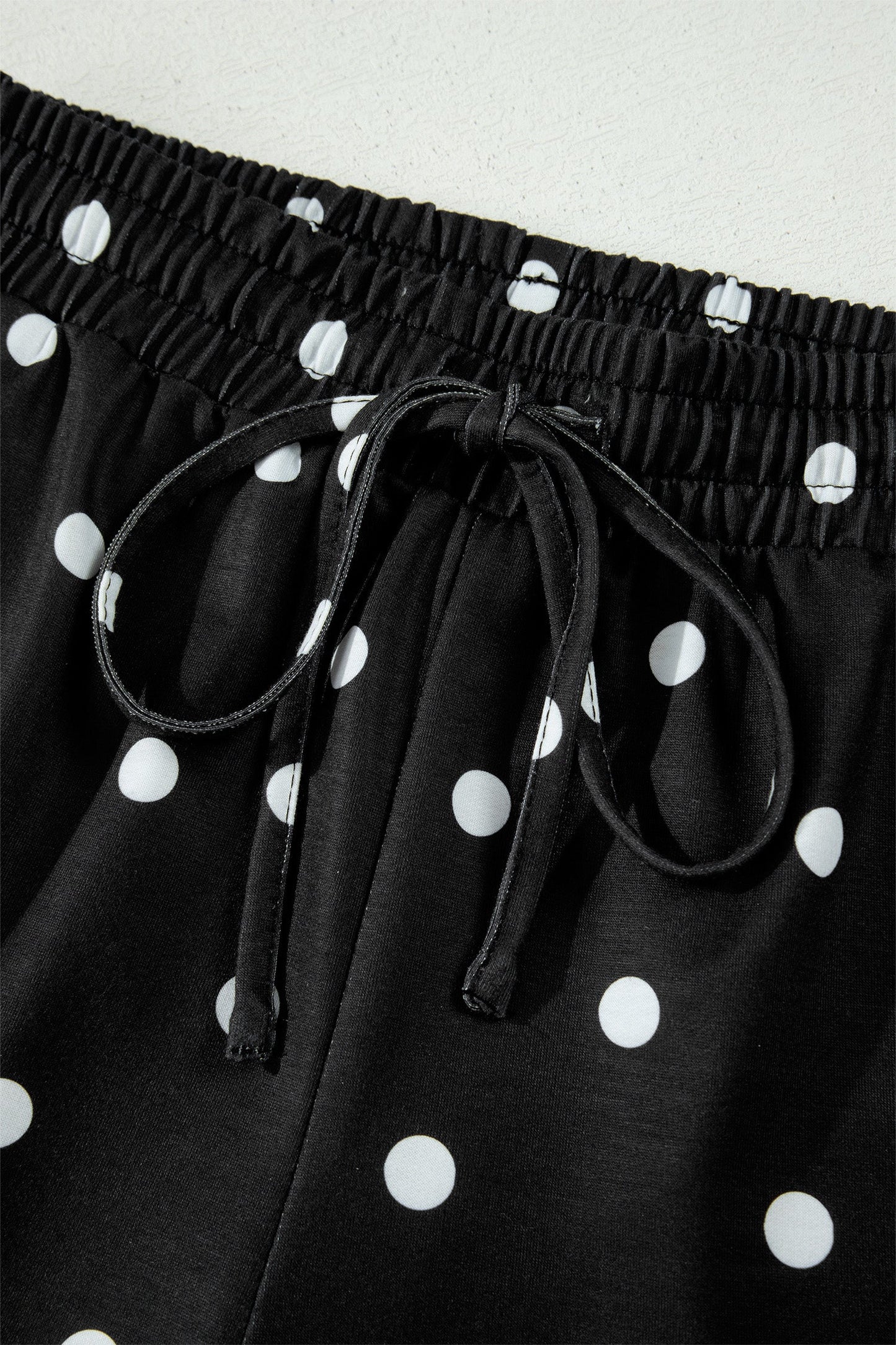 Polka Dot Loose Tee & Drawstring Shorts Set