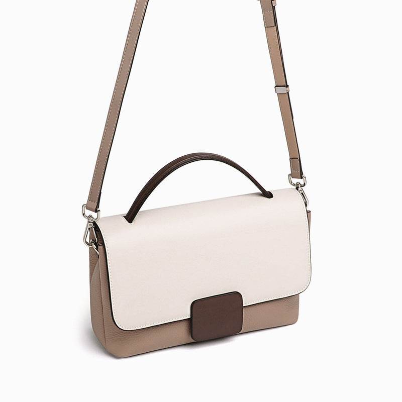 Leather Messenger Women's All-match Shoulder Fashion Handbag - Small Square Color Contrast Bag