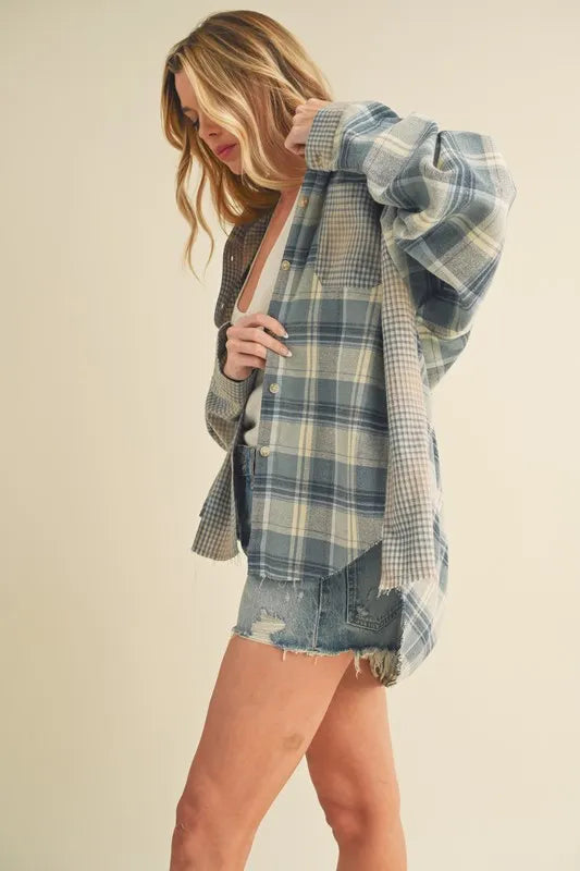 Aemi + Co Plaid Button Down Flannel Shirt