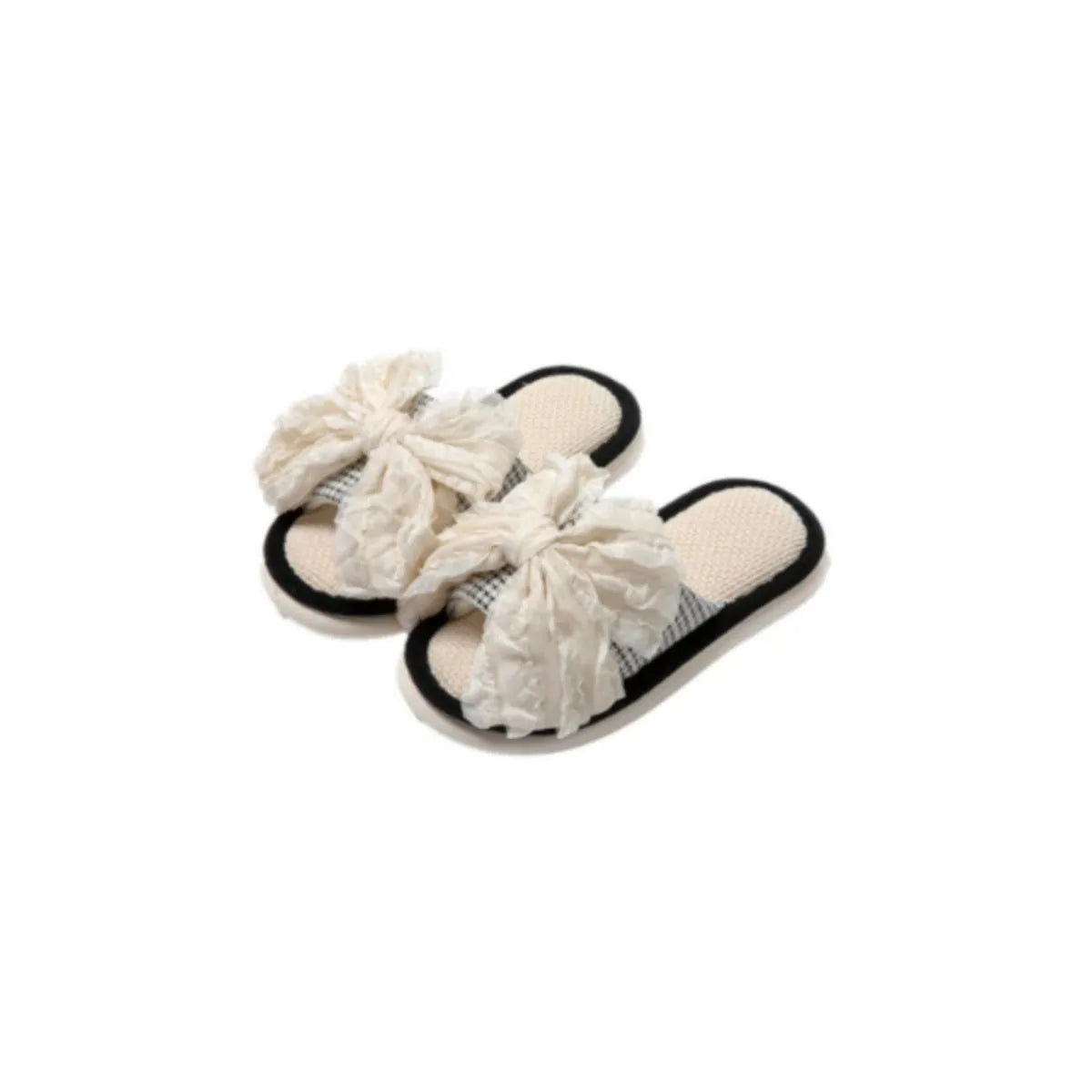Open Toe Flats Slippers Black