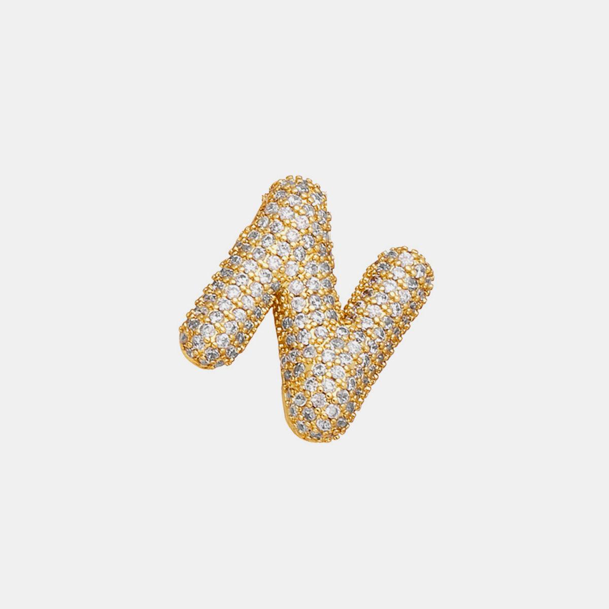 Inlaid Zircon Bubble Initial Necklace Style N One Size