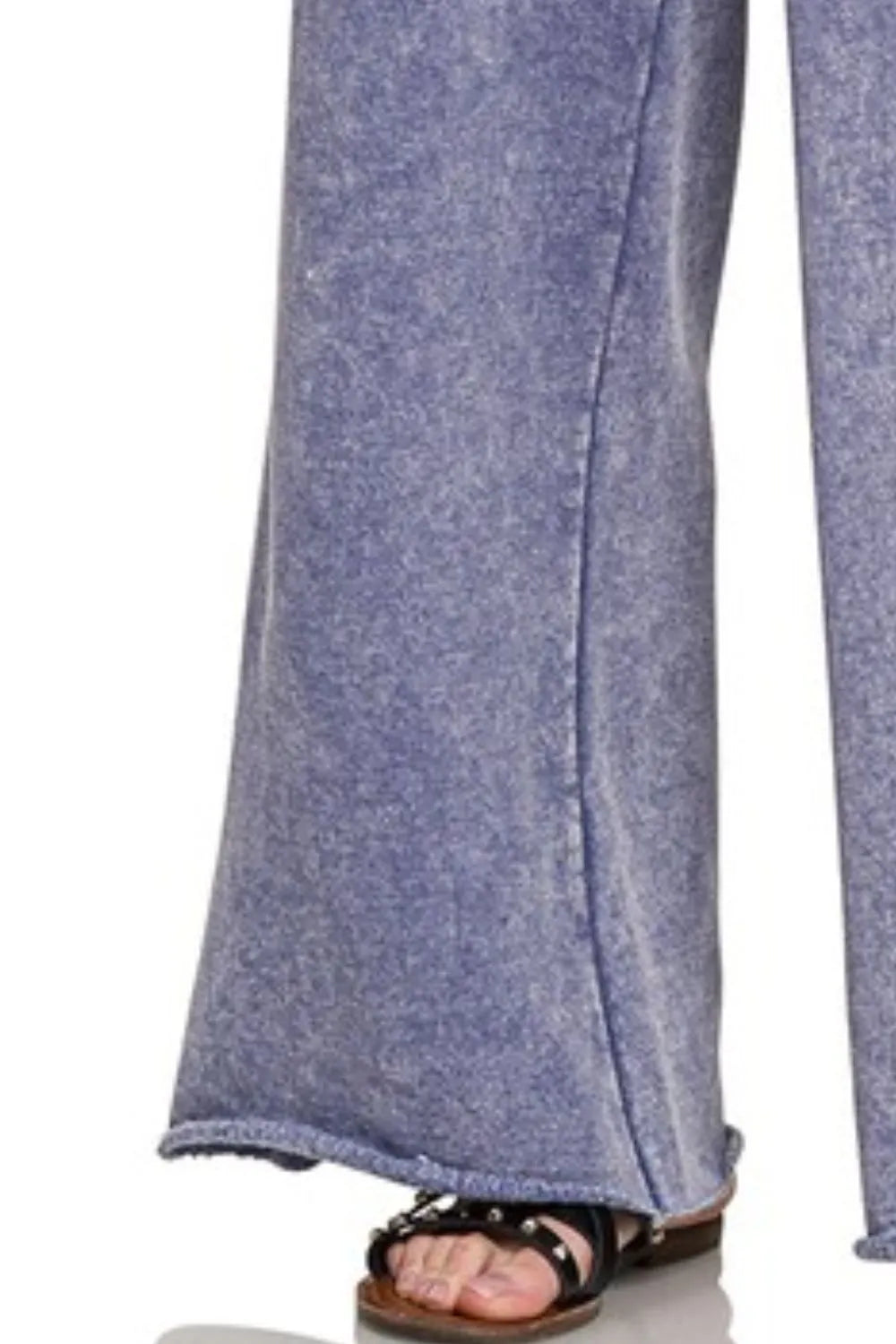 Zenana Acid Wash Fleece Palazzo Sweatpants with Pockets