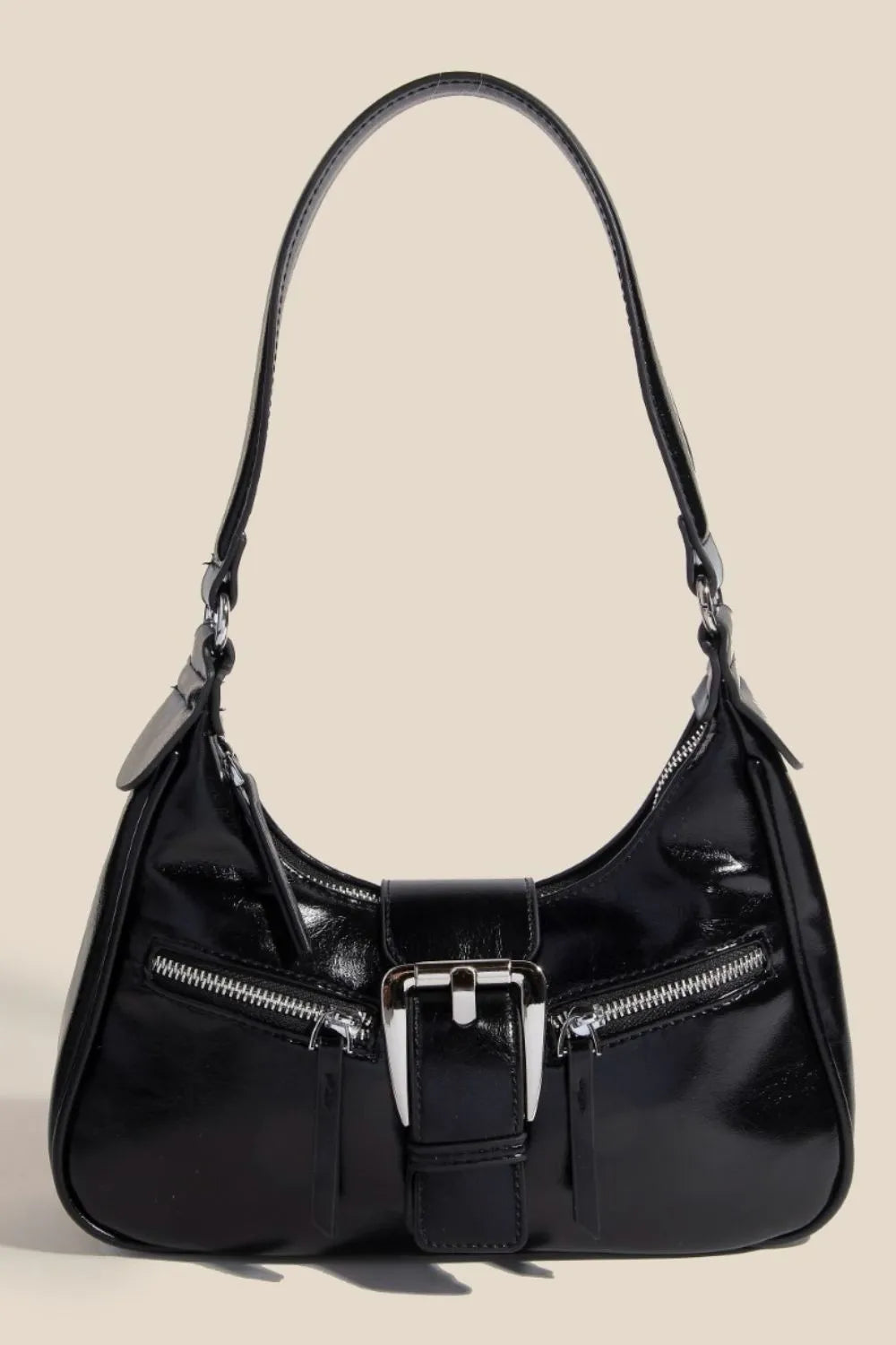 Fame Large Buckle Triple Zipper Hand Bag SBK One Size