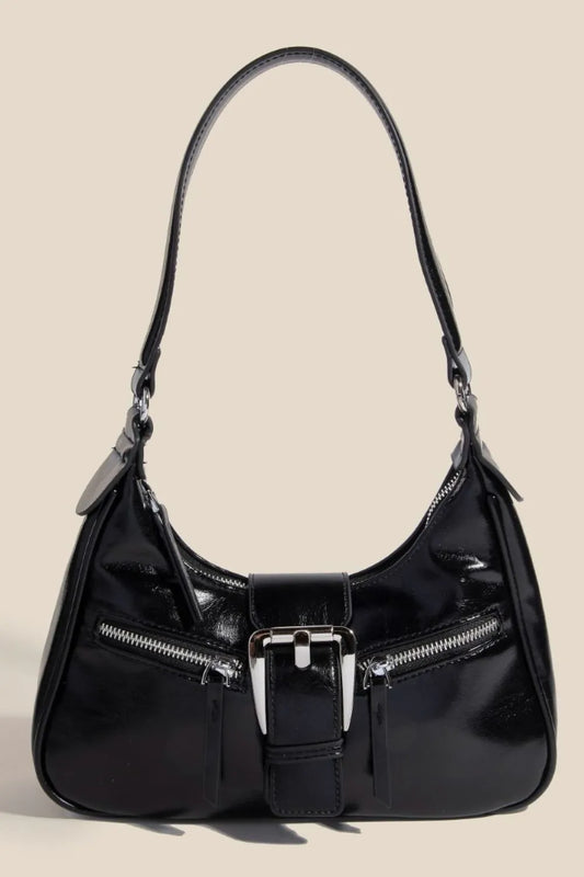 Fame Large Buckle Triple Zipper Hand Bag SBK One Size