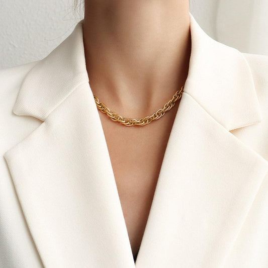 Titanium Steel Chain Necklace Gold One Size