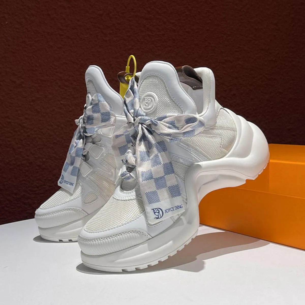Round Toe Platform Sneakers White